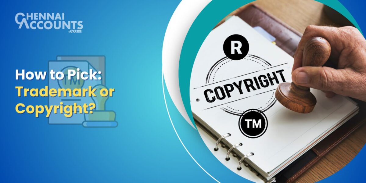 Banner image with 'How to Pick: Trademark or Copyright' text and symbols for trademark and copyright.